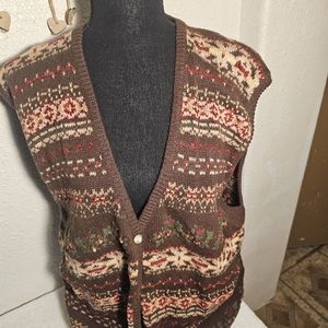 Jantzen Petite  Button Up Cotton Sweater Vest Vintage 1980’s